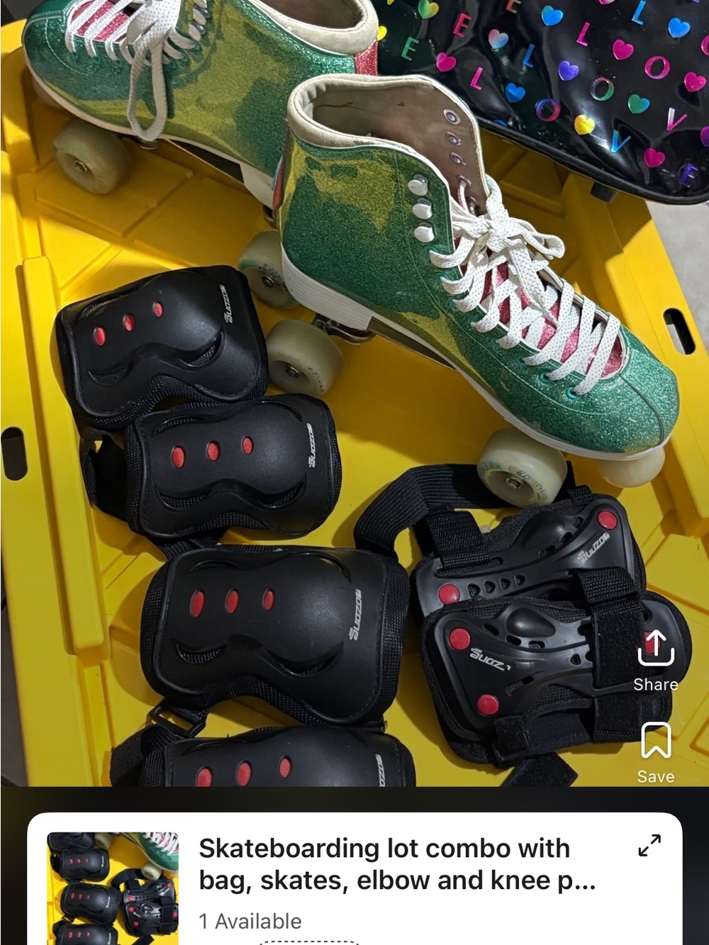 Women’s Green Glitter High-Top Roller Skates with White Laces